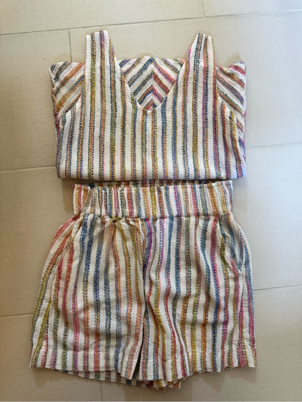 Lou & Grey Multicolor Striped Cotton Ser - White, Pink, Blue, Yellow, Green